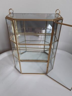 Vintage Glass Display Organizer with Gold Frame - Home Storage & Organization